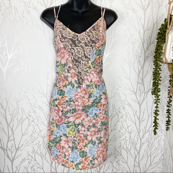 VINTAGE Victoria’s Secret Gold Label Multi Floral Print Slip Dress Lace - Picture 5 of 13